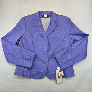 Vintage Harvé Benard Embroidered Blazer 14 Blue Deadstock Unique 90s Feminine